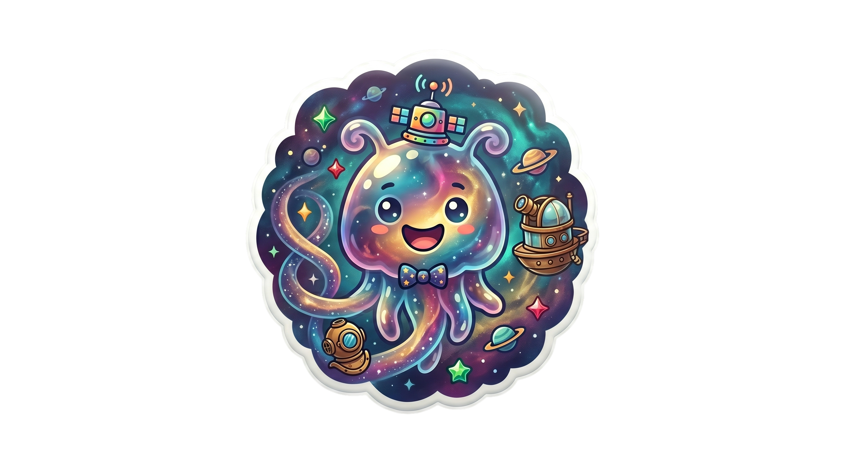 Cosmic jellyfish holographic die-cut sticker